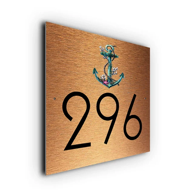 Copper Anchor House Number Sign Custom Anchor House Number Sign