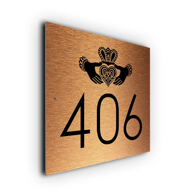 Copper Celtic Claddagh Ring House Number Sign Celtic Claddagh Ring House Number Sign