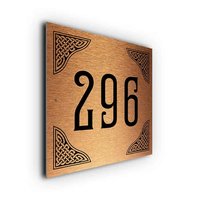 Copper Celtic House Number Sign Celtic knotwork House Number Sign