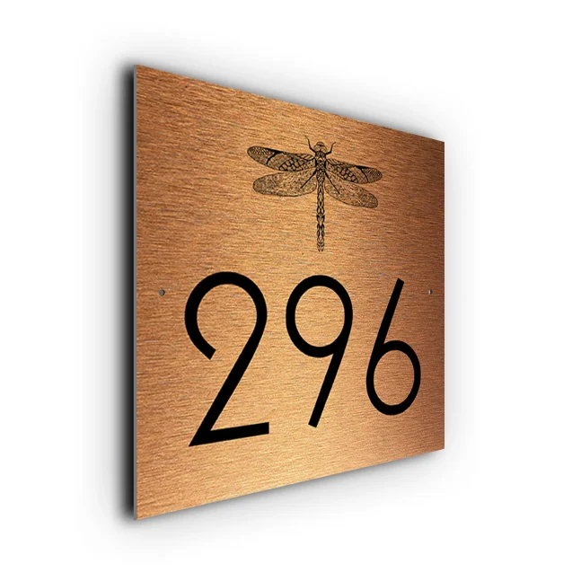 Copper Dragonfly House Number Sign Dragonfly House Number Sign