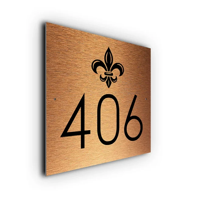 Copper Fleur De Lis House Number Sign Fleur de Lis House Number Sign