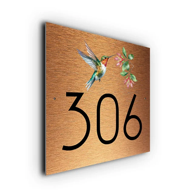 Copper Hummingbird House Number Sign Custom Hummingbird House Number Sign