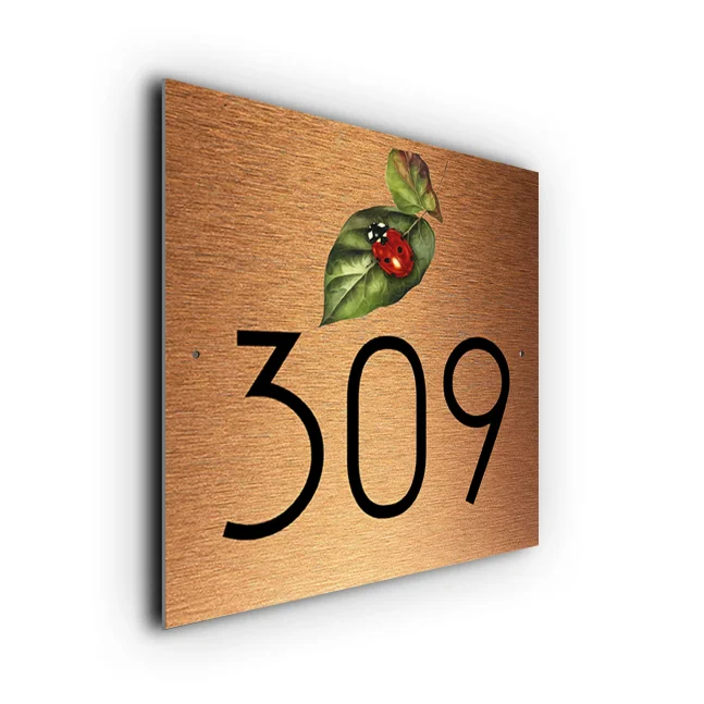 Copper Ladybird House Number Sign Custom Ladybird House Number Sign