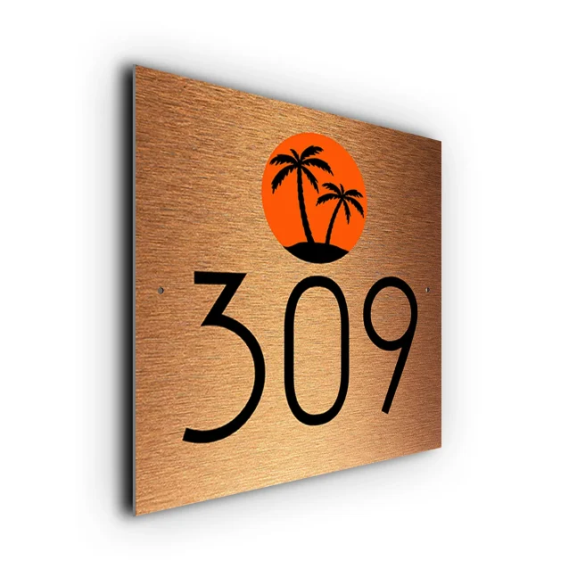 Copper Palm Tree House Number Sign Custom Palm Tree House Number Sign