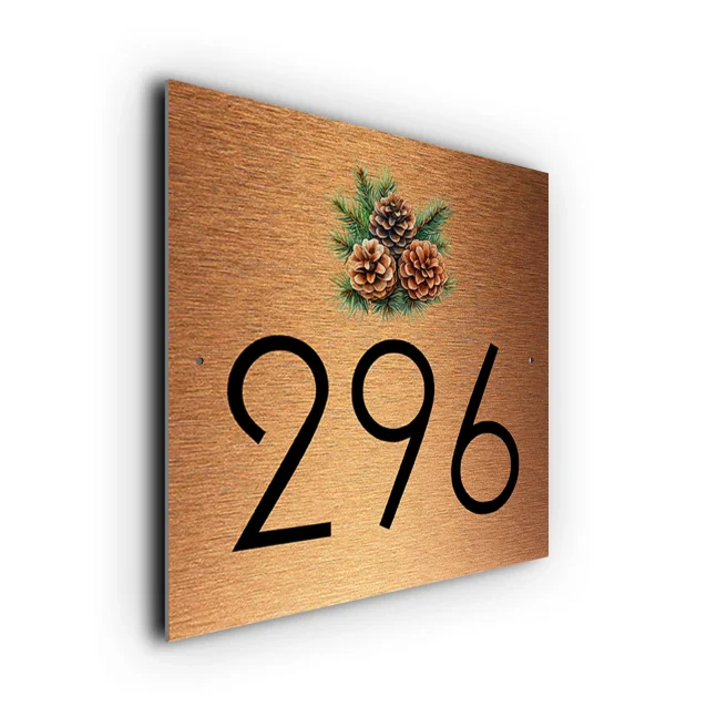 Copper Pinecone House Number Sign Pinecone House Number Plaque