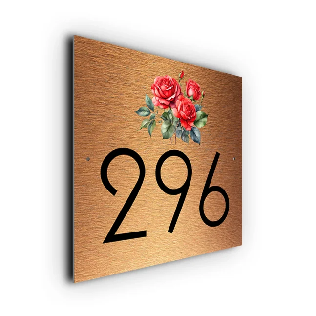 Copper Rose House Number Sign Rose House Number Sign