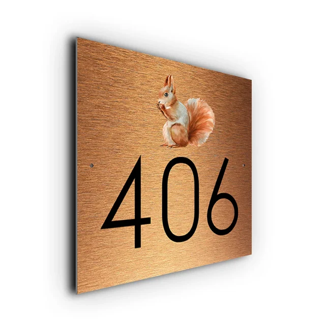 Copper Squirrel House Number Sign Squirrel House Number Sign
