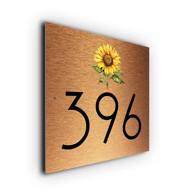 Copper Sunflower House Number Sign Custom Sunflower House Number Sign