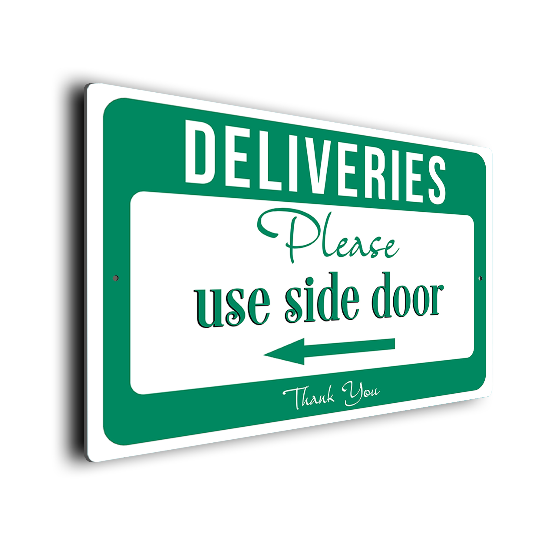 Green Deliveries Sign with Arrow