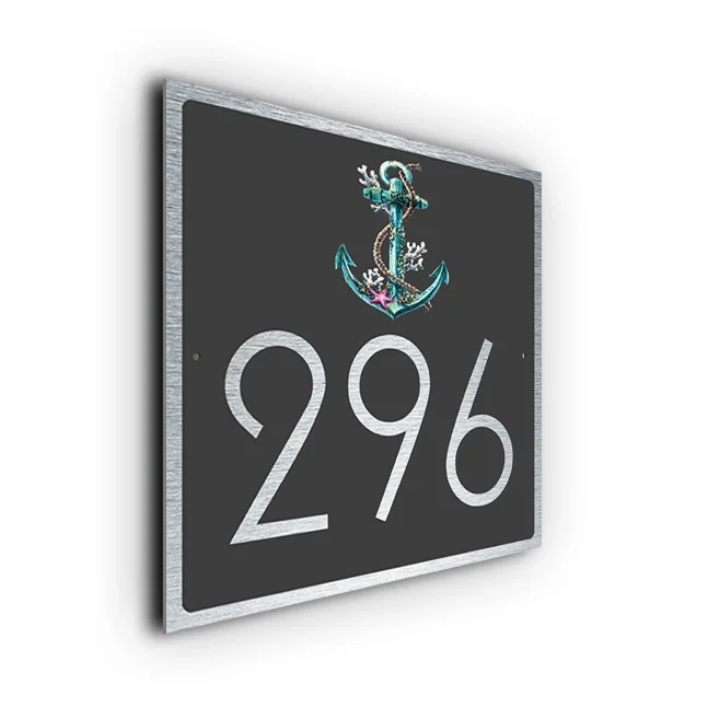 Modern Anchor House Number Sign Custom Anchor House Number Sign