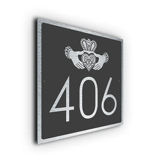 Modern Celtic Claddagh Ring House Number Sign Celtic Claddagh Ring House Number Sign