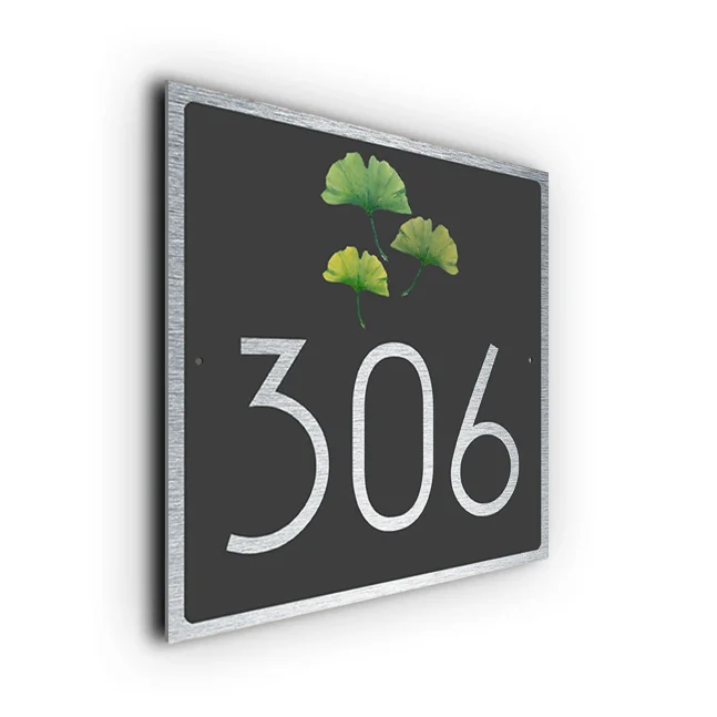 Modern Ginkgo House Number Sign Custom Ginkgo House Number Sign