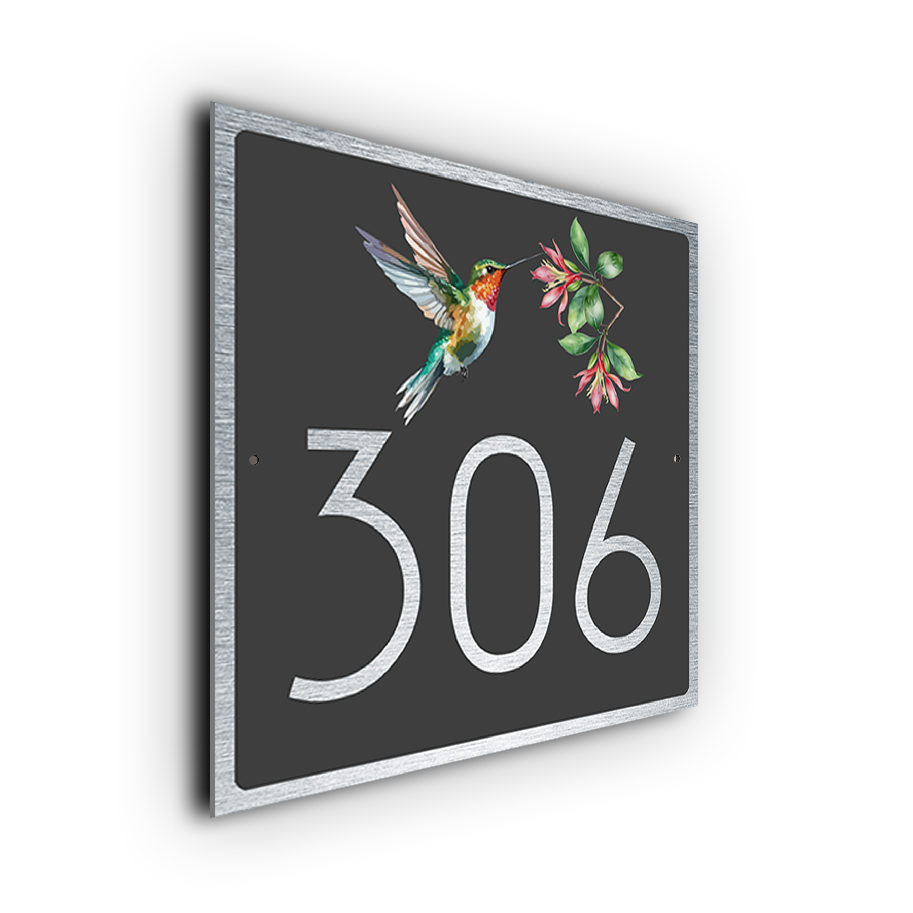 Custom Hummingbird House Number Sign