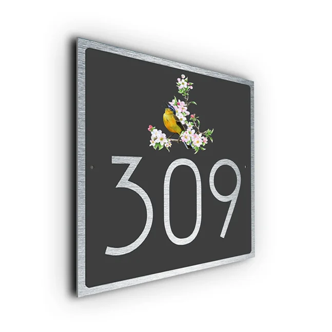 Modern Songbird House Number Sign Custom Songbird House Number Sign