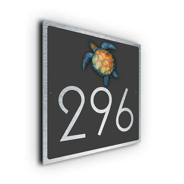 Modern Turtle House Number Sign Custom Turtle House Number Sign