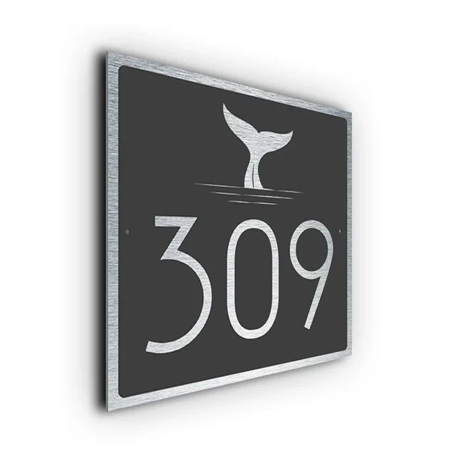 Modern Whale House Number Sign Custom Whale House Number Sign