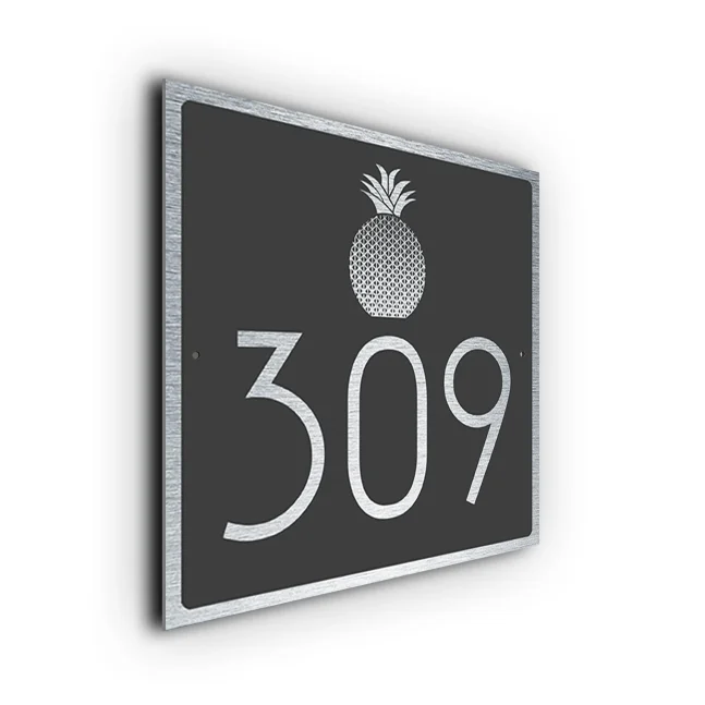 Modwern Pineapple House Number Sign Custom Pineapple House Number Sign