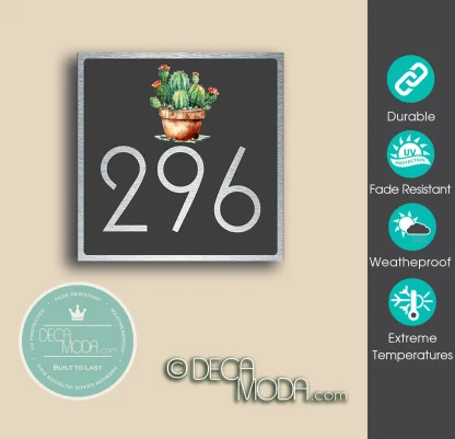 Cactus House Number Sign