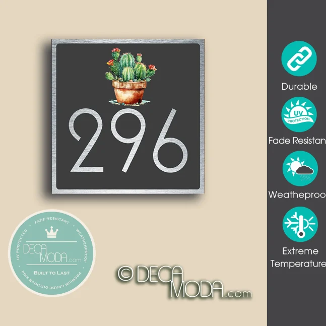 Outdoor Cactus House Number Sign Cactus House Number Sign