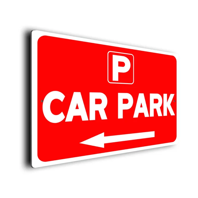 Red Car Park Directional Sign Car Park Directional Sign