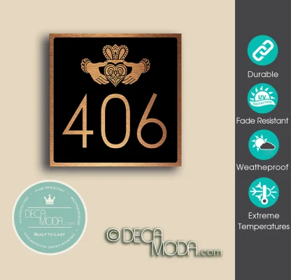 Celtic Claddagh Ring House Number Sign