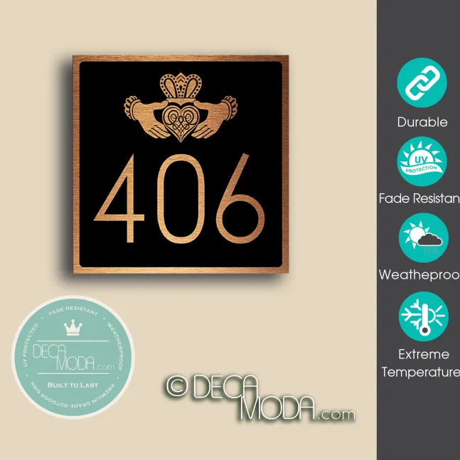 Weatherproof Celtic Claddagh Ring House Number Sign Celtic Claddagh Ring House Number Sign