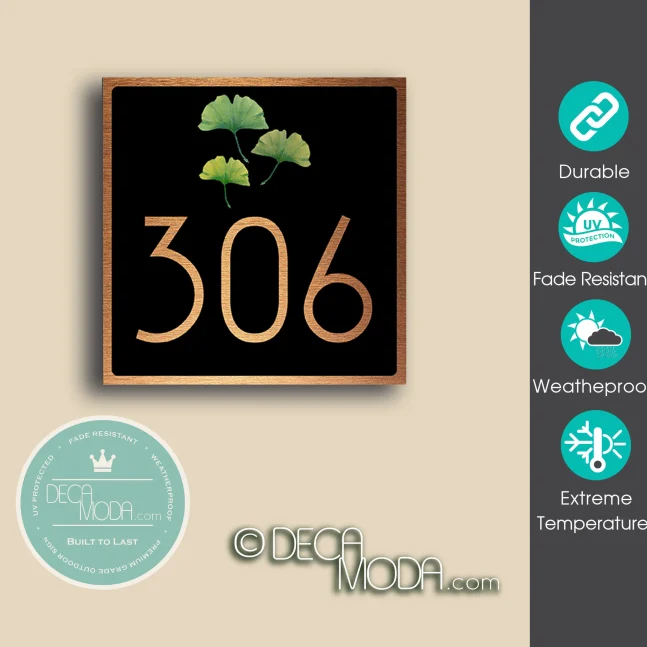 Weatherproof Ginkgo House Number Sign Ginkgo House Number Sign