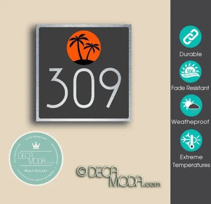 Palm Tree House Number Sign
