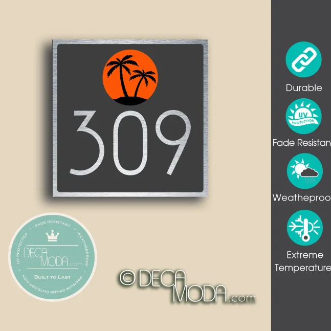 Weatherproof Palm Tree House Number Sign Palm Tree House Number Sign