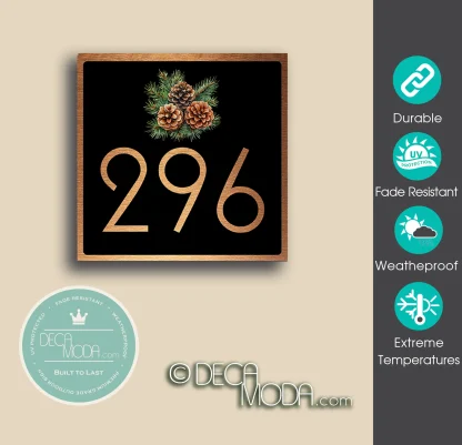 Pinecone House Number Sign