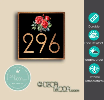 Outdoor Rose House Number Sign