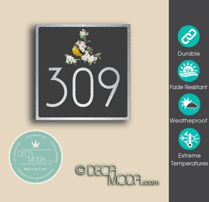 Songbird House Number Sign