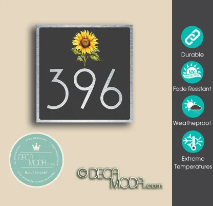Sunflower House Number Sign