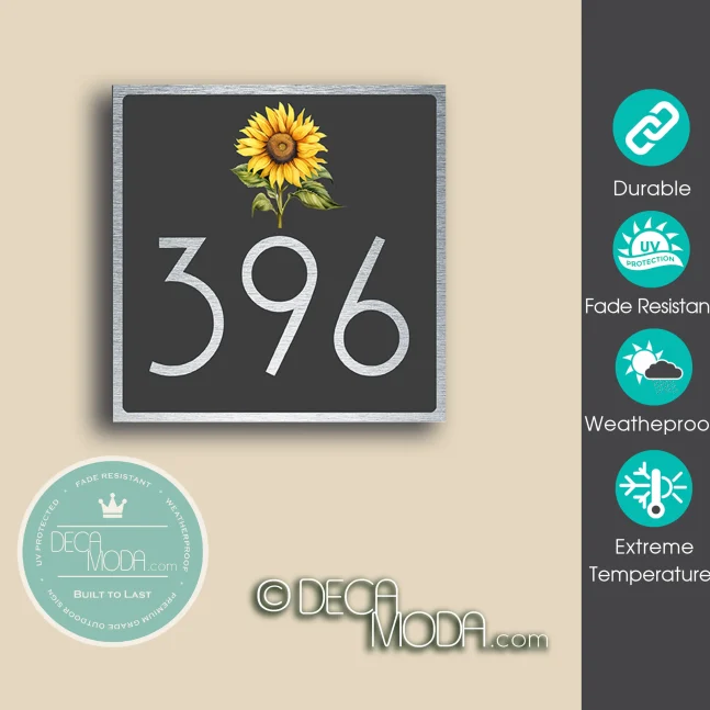 Weathertproof Sunflower House Number Sign Sunflower House Number Sign