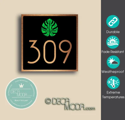 Monstera House Number Sign