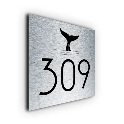 Custom Whale House Number Sign
