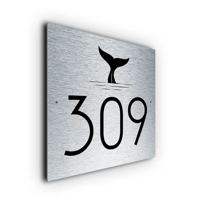 Custom Whale House Number Sign