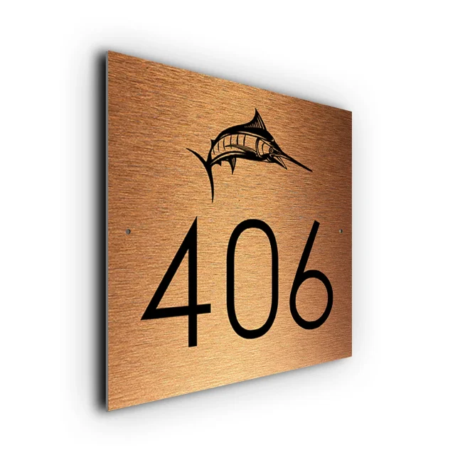 Copper Marlin House Number Sign Marlin House Number Sign