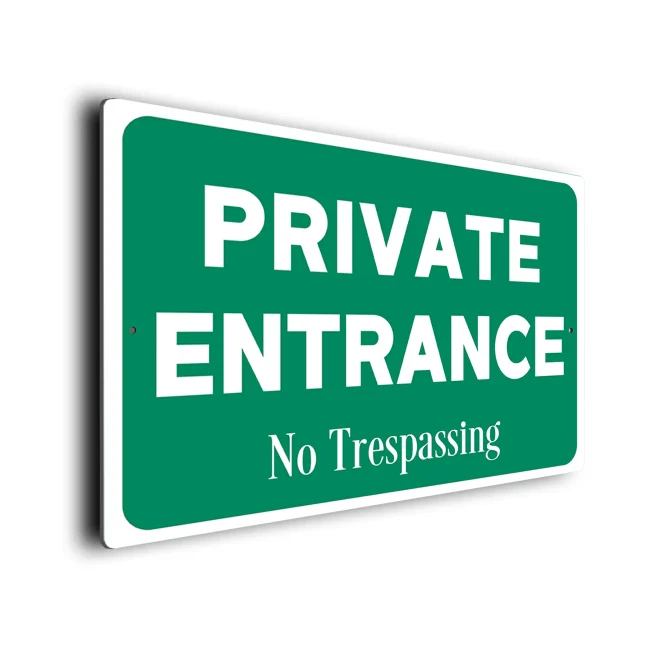 Green Private Entrance Sign Private Entrance Sign