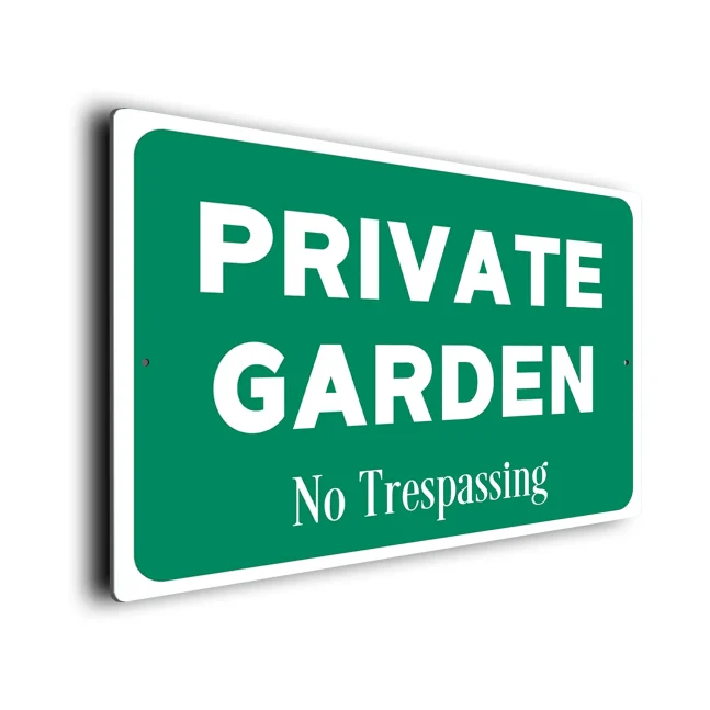 Green Private Garden Sign Private Garden Sign