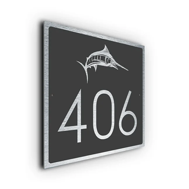 Modern Marlin House Number Sign Marlin House Number Sign
