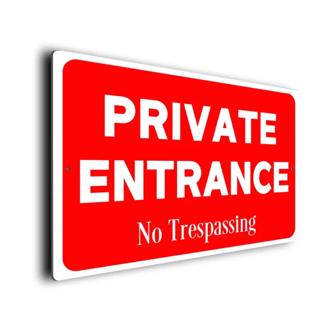Red Private Entrance Sign Private Entrance Sign