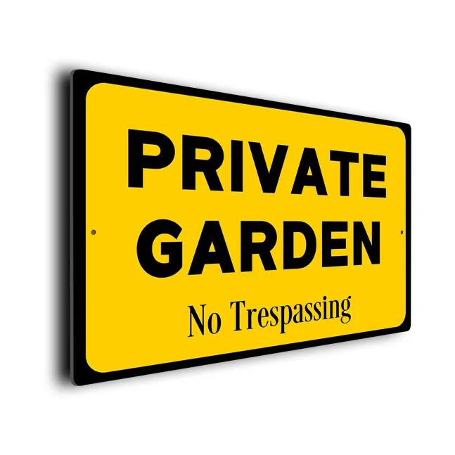 Yellow Private Garden Sign Private Garden Sign