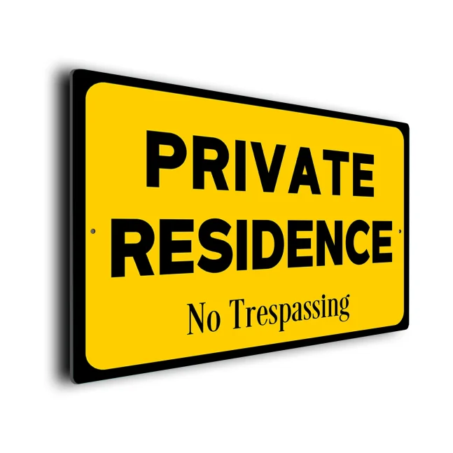 Yellow Private Residence Sign Private Residence Sign