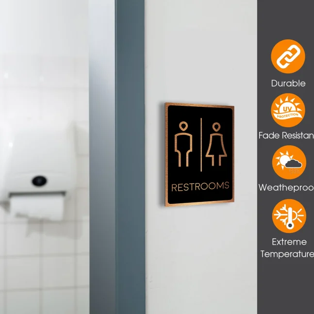 Durable Modern Restrooms Sign Modern Restrooms Sign