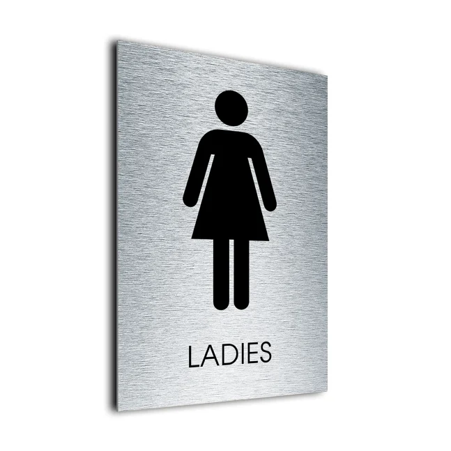 Ladies Toilet Symbol Brushed Metal Ladies Toilet Symbol Sign