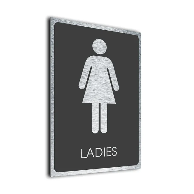 Ladies Toilet Symbol Sign Gray and Silver Ladies Restroom Symbol Sign