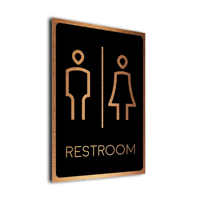 Modern Restroom Symbol Sign Black and Copper Modern Restroom Symbol Sign