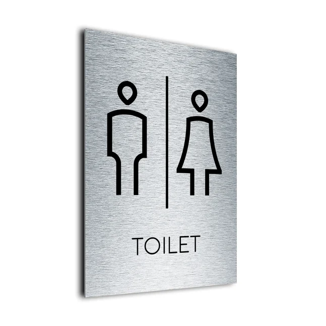 Modern Toilet Symbol Brushed Metal Modern Toilet Symbol Sign