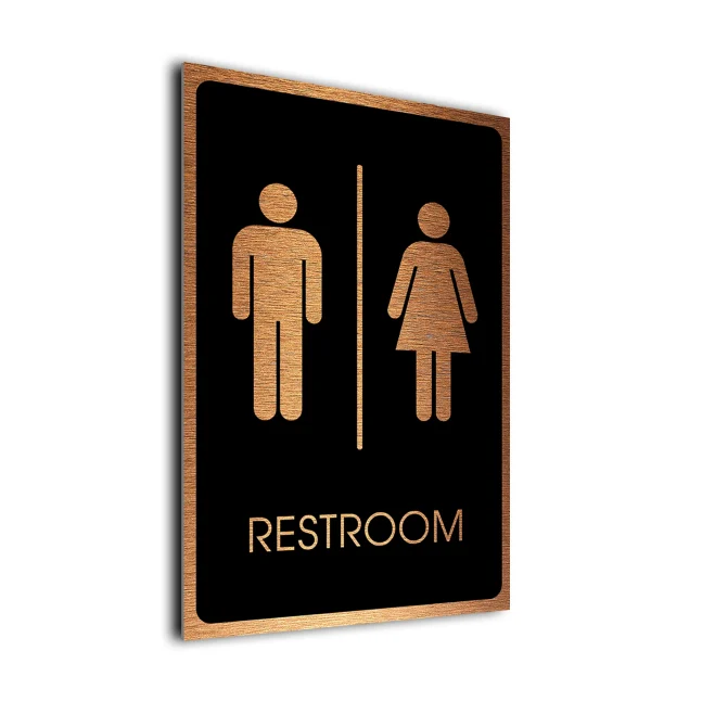 Traditional Restroom Symbol Sign Black and Copper Traditional Restroom Symbol Sign